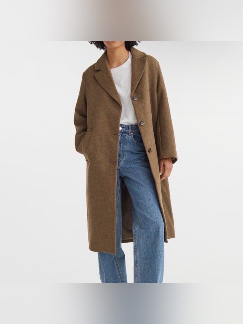 H&M Classic Women's Brown Wool-Blend Long Coat
